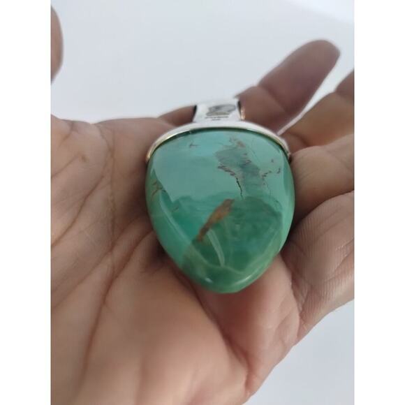 BARSE Signed 925 Sterling Silver Blue Green Turquoise Stone Statement Pendant - Picture 7 of 12